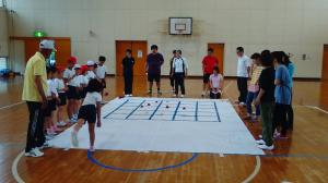 ニュースポーツ出前講座（筑後市立古島小学校PTA親子活動）